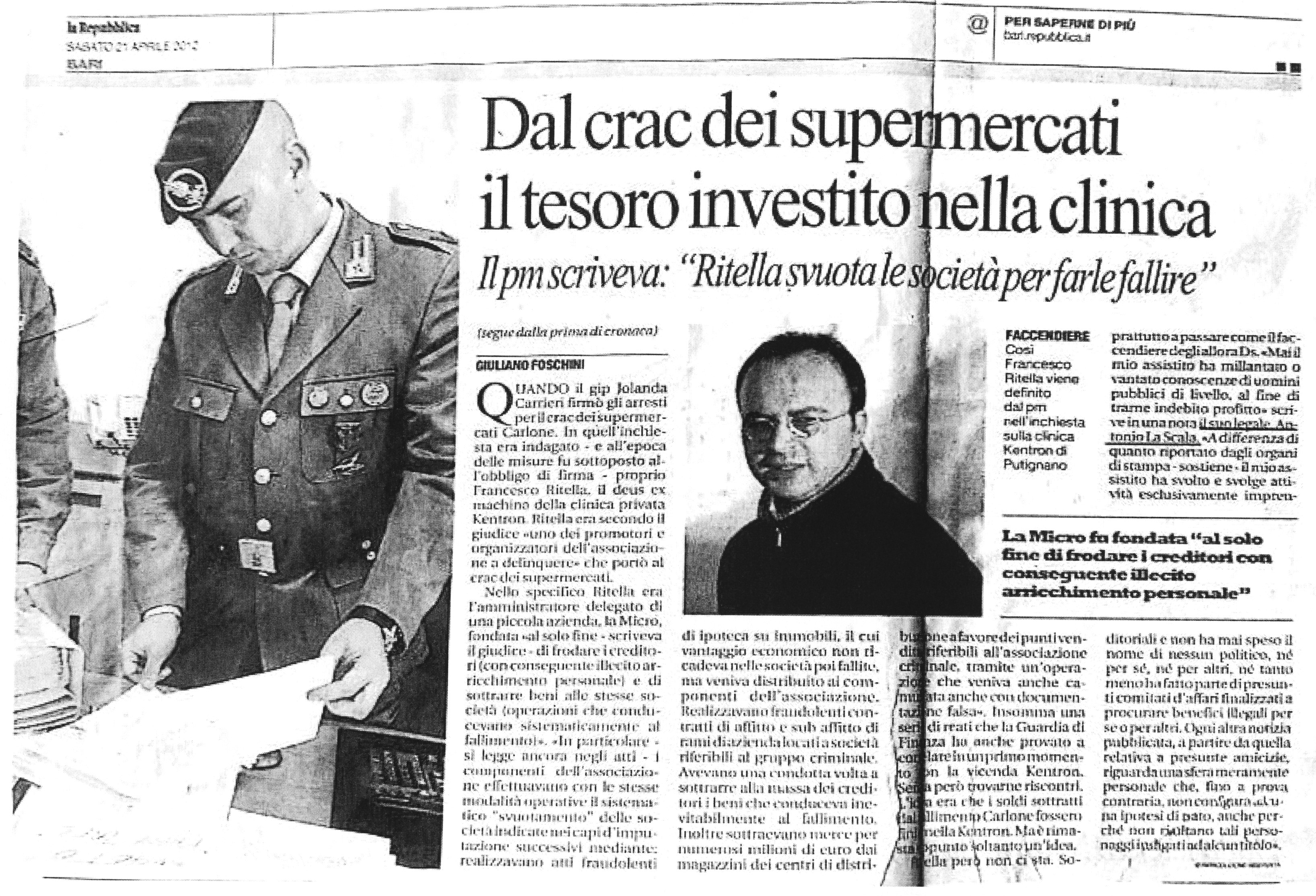 1 Dal crac dei supermercati il tesoro investito nella clinica. Il pm scriveva: 