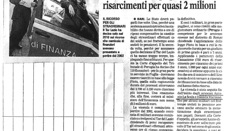 Ricorso per gli straordinari. 