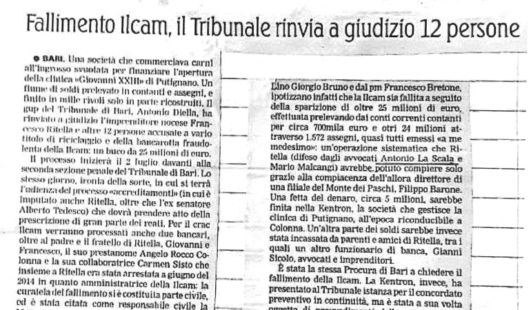 Processo-bis per Ritella «Un crac da 25 milioni». Fallimento Ilcam, il Tribunale rinvia a giudizio 12 persone