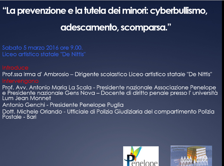 1 La prevenzione e la tutela dei minori: cyberbullismo,  adescamento, scomparsa