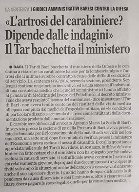 1 L'artrosi del Carabiniere? Dipende dalle indagini