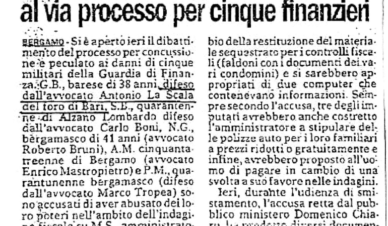 Soldi e favori per chiudere un occhio. Al via il processo per cinque finanzieri. Li chiesero ad un amministratore sotto verifica fiscale