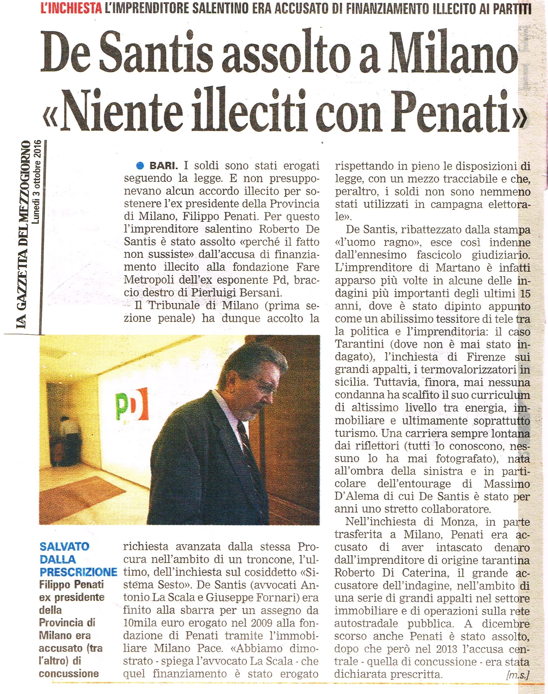 1 De Santis assolto a Milano 