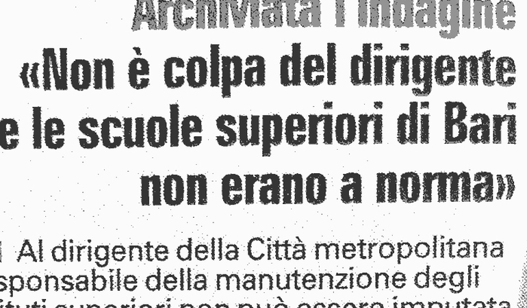 Scuole superiori non a norma: Il dirigente non è colpevole.