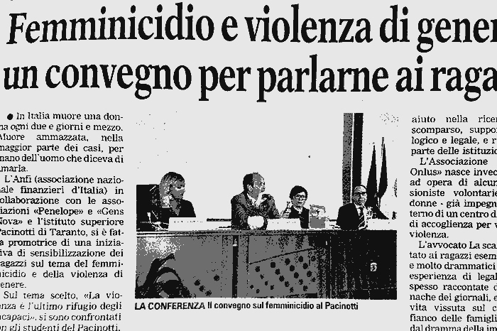 1 Convegno per ragazzi sul tema del femminicidio e della violenza di genere