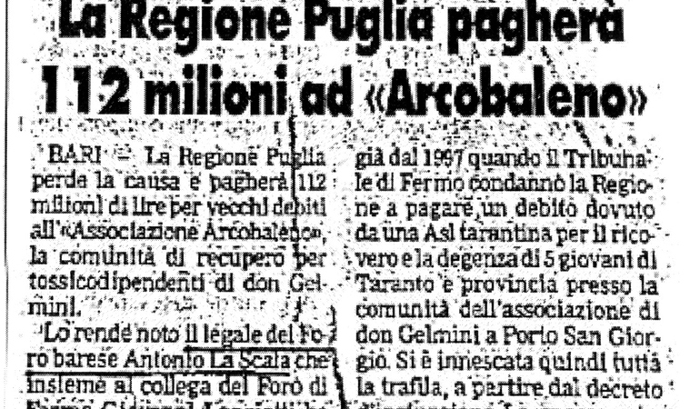 La Regione Puglia pagherà 112 milioni ad 