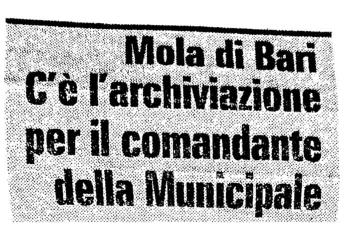 1 Archiviazione per il Comandante della Municipale