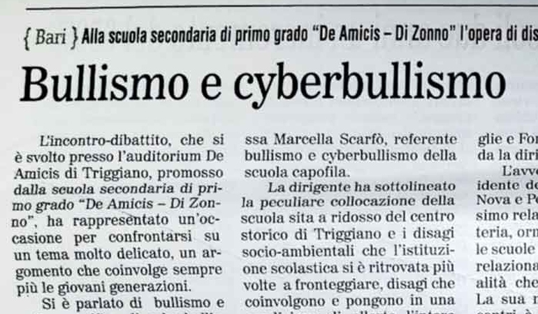 Bullismo e Cyberbullismo. Incontro nella scuola secondaria.