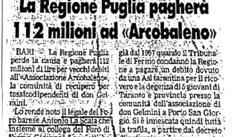 La Regione Puglia pagherà 112 milioni ad 