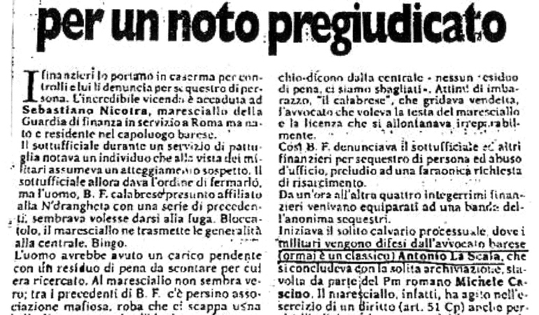 Scambiano un incensurato per un noto pregiudicato. I finanzieri lo conducono in caserma e lui li denuncia per sequestro di persona