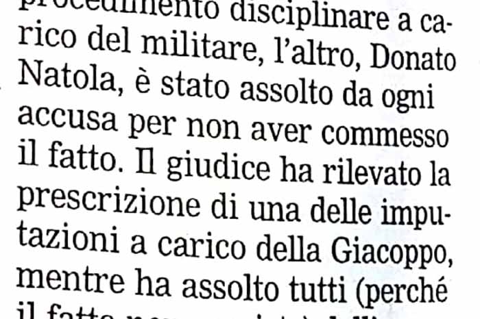 1 Sentenza di assoluzione per il dipendente della capitaneria di porto di Monopoli