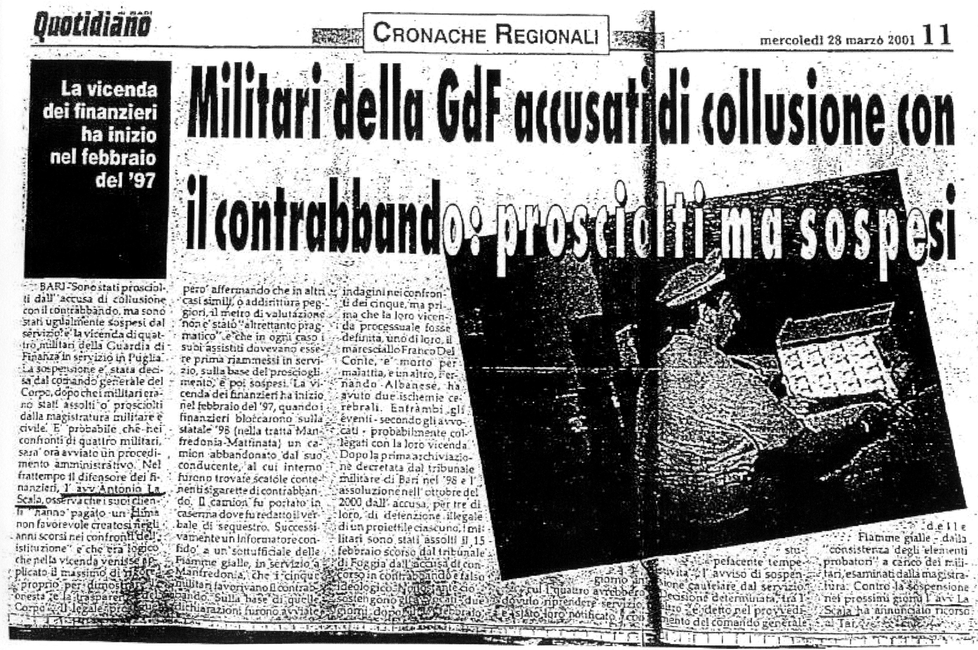 1 Militari della Guardia di Finanza accusati di collusione con il contrabbando: prosciolti ma sospesi