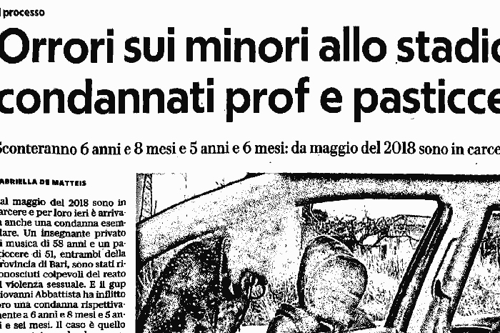 1 Orrori sui minori allo stadio di Bari