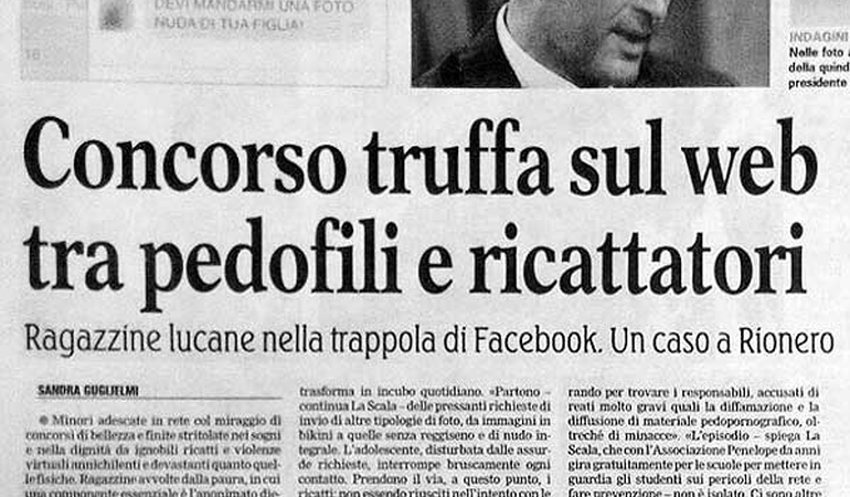 Concorso truffa sul web tra pedofili e ricattatori. La denuncia dell'associazione Penelope a Chi l'ha visto.