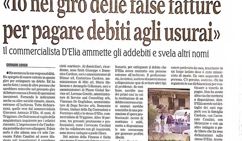 Il Commercialista ammette di essere entrato in un giro di usurai per ripagare debiti