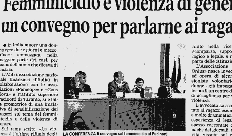 Convegno per ragazzi sul tema del femminicidio e della violenza di genere